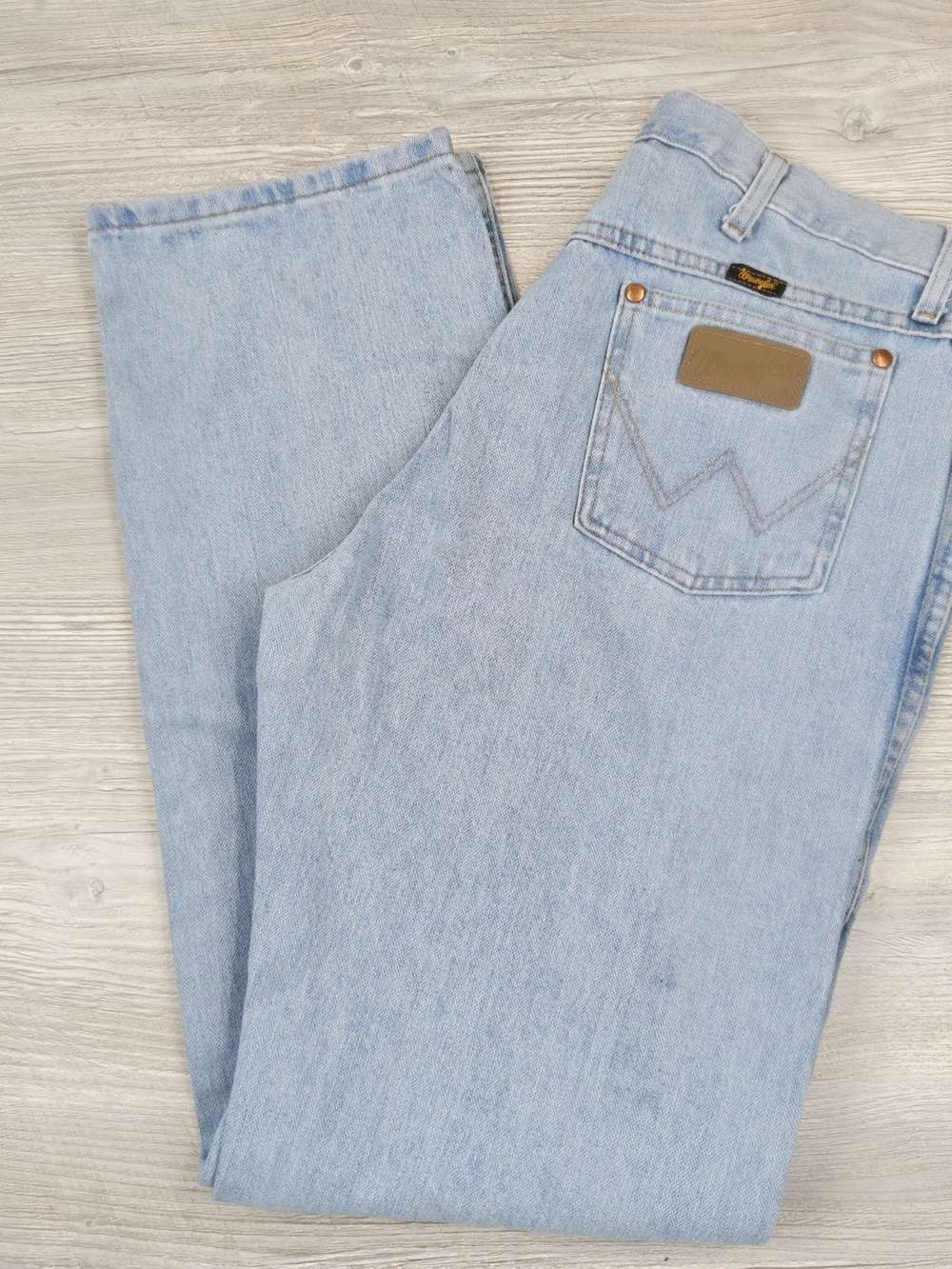Wrangler 13MWZ Cowboy Cut Jeans Mens 34x34 Light Wash Original Fit Straight Leg